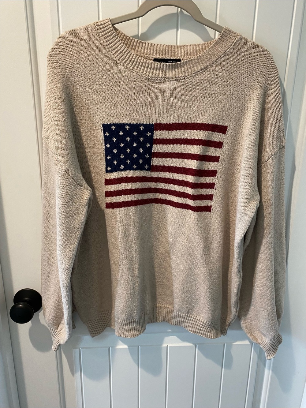 SHEIN Beige Ribbed Knit Crewneck Sweater